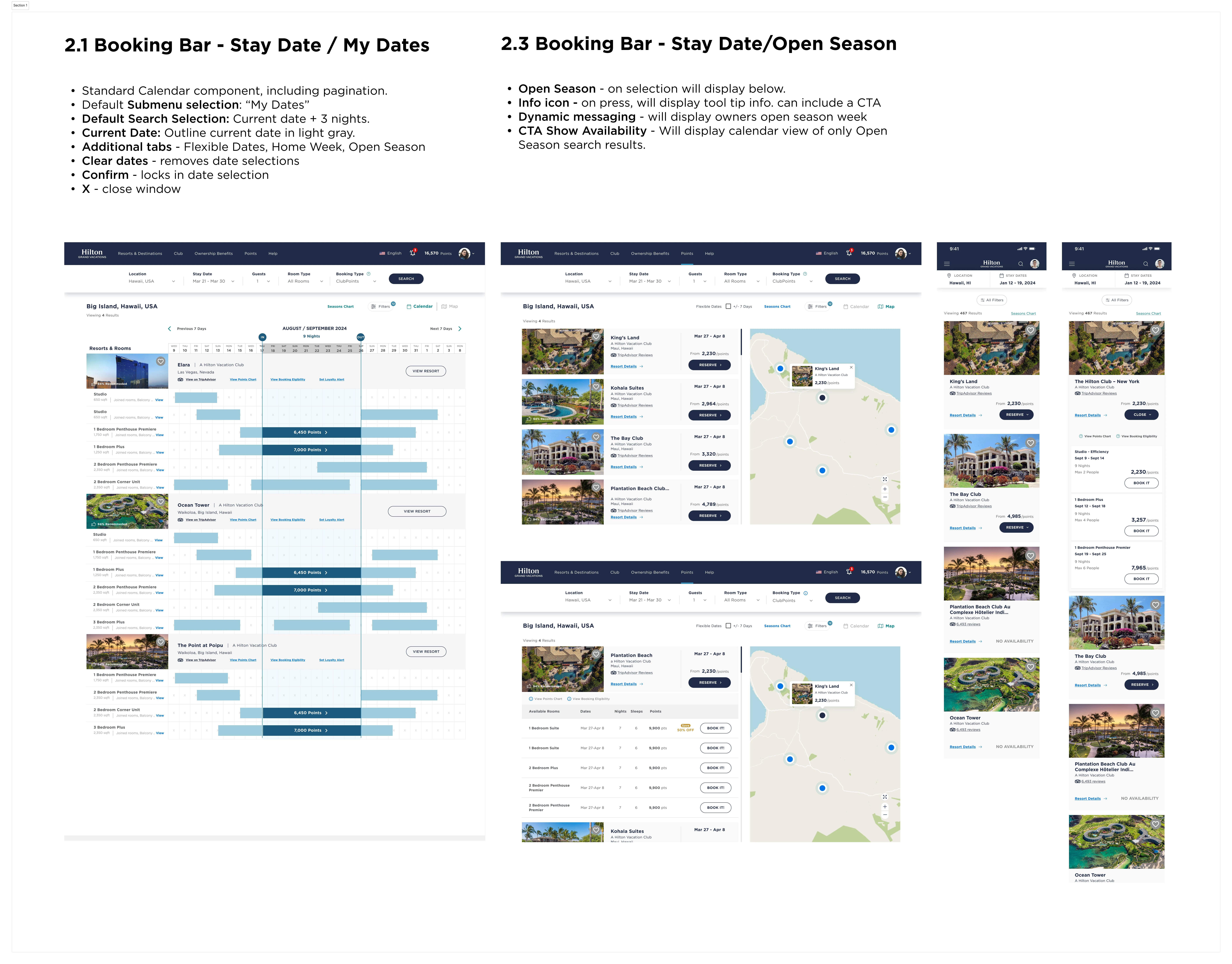 Availability calendar results for 10 day time ranges, calendar view versus map view